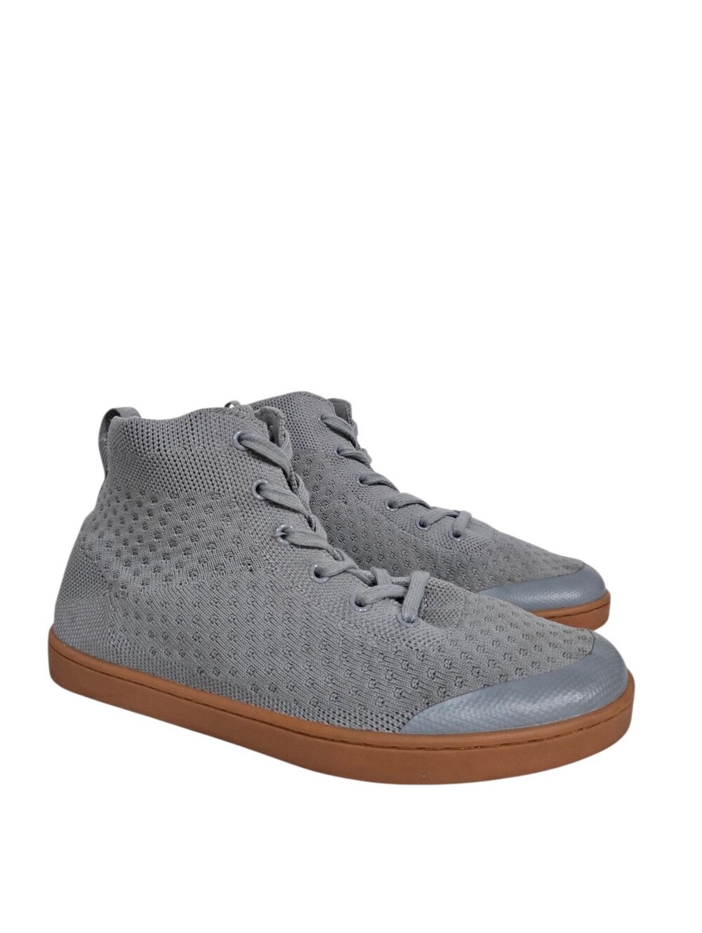 Suavs Gray Knit High Top Sneakers